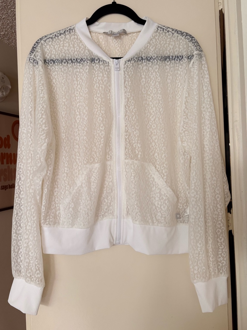 EleVen by Venus Williams White Lace Bomber Jacket L